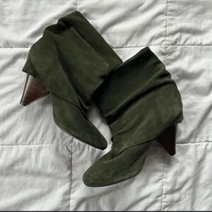 Steve Madden Olive Green Suede Slouch Ankle Boots